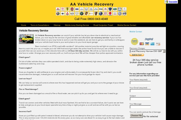 aavehiclerecovery.co.uk site used Light Green