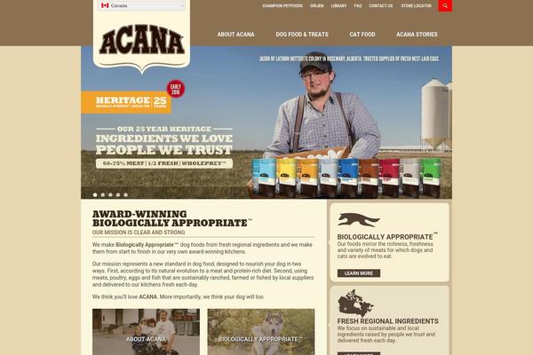 acana.ca site used Acana