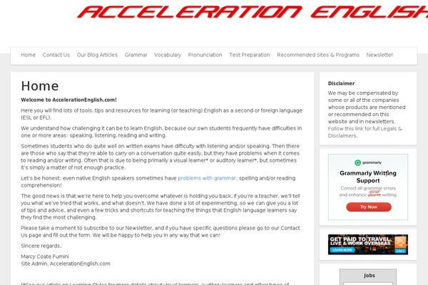 accelerationenglish.com site used Material
