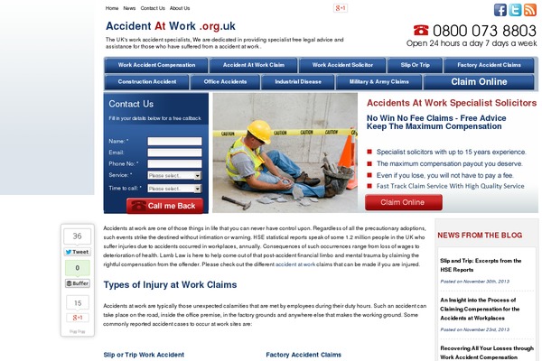 accidentatwork.org.uk site used Braininjury