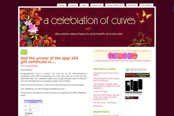 acelebrationofcurves.com site used Bluelily