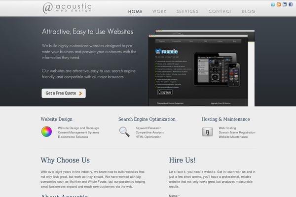 Acoustic theme site design template sample