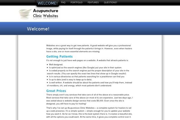 acupunctureclinicwebsites.com site used Intro