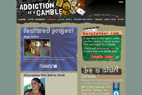 addictionisagamble.com site used Indezinerpaperwall