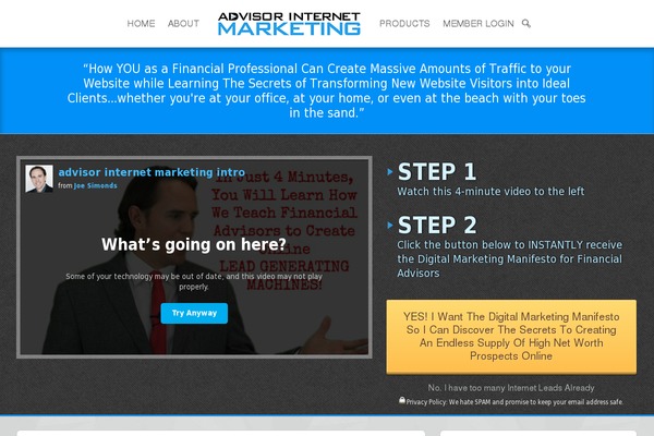 advisorinternetmarketing.com site used Exponent