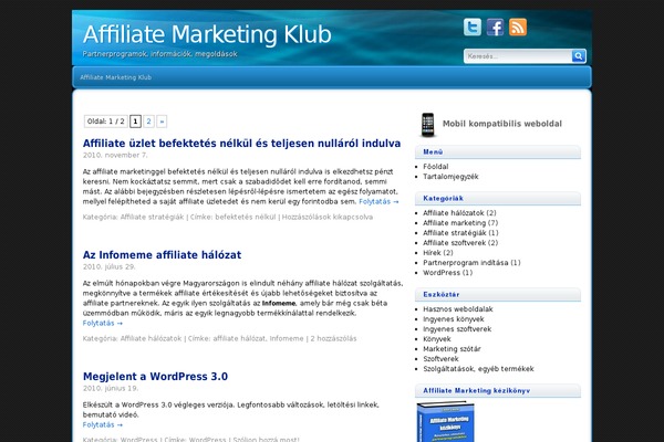 affiliatemarketing.hu site used Twentyten_smash