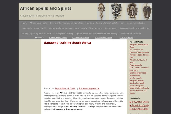 africanspells.co.za site used Zonetheme