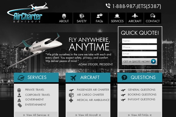 aircharter theme websites examples