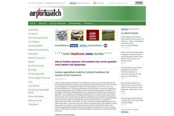 airportwatch.org.uk site used Airportwatch