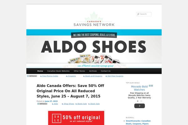 aldocoupons.ca site used Savingsnetwork