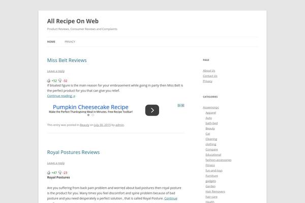 Twenty Twelve theme site design template sample