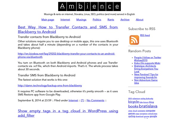 Ambience theme site design template sample