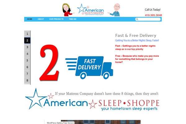 americansleepshoppe.com site used Theme1316