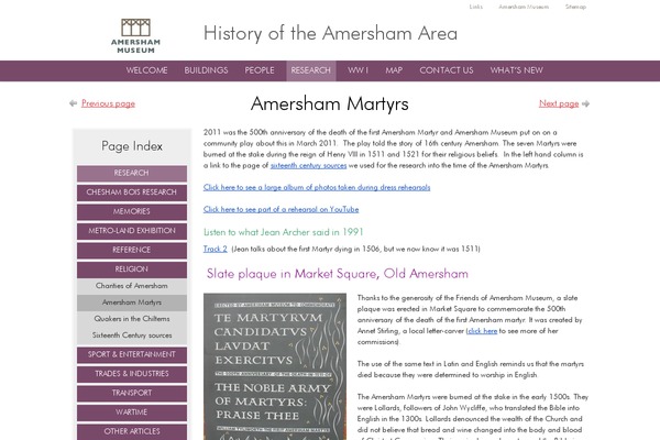 amershammartyrs.info site used Amershamhistory