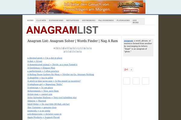 anagramlist.com site used Thesis 1.8.4