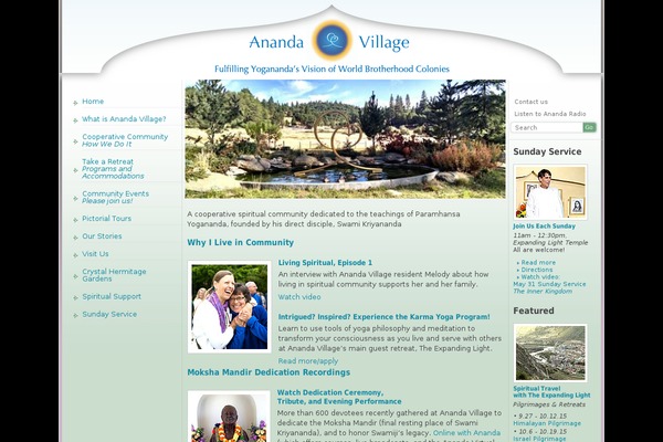 anandavillage.org site used Ananda-designs