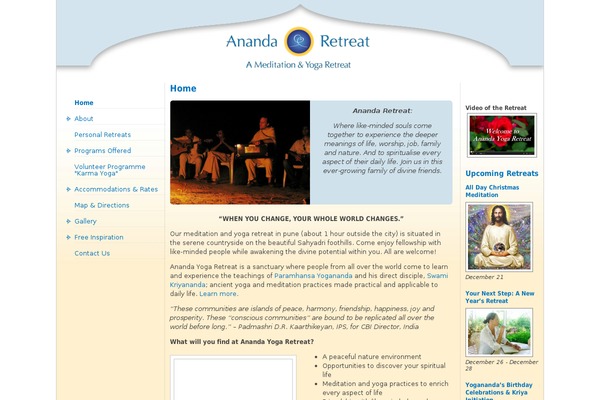 anandayogaretreat.org site used Ananda-wordpress