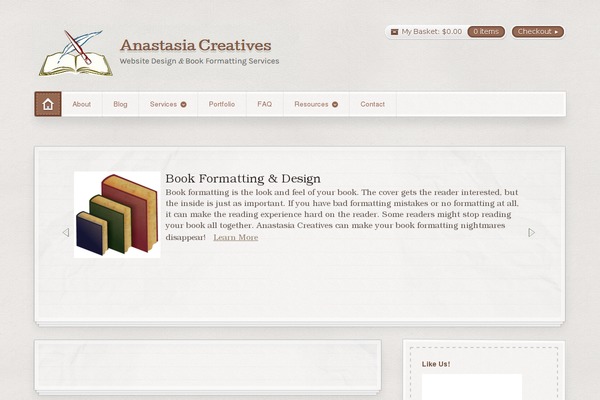 anastasiacreatives.com site used Artificer