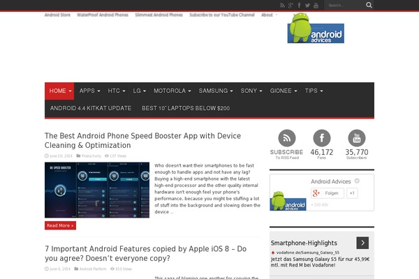 androidadvices.com site used Flex Mag