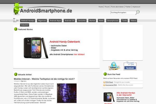 androidsmartphone.de site used Asp-theme