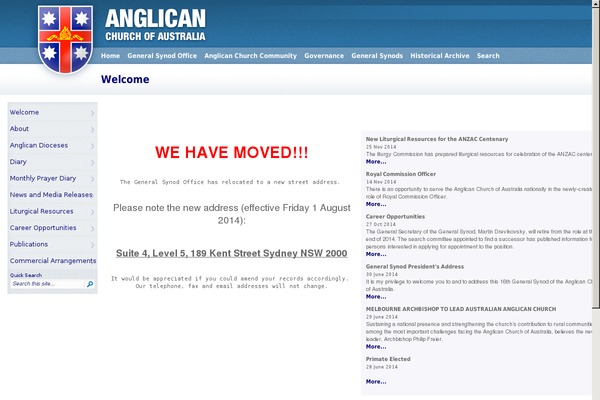 anglican.org.au site used Anglican