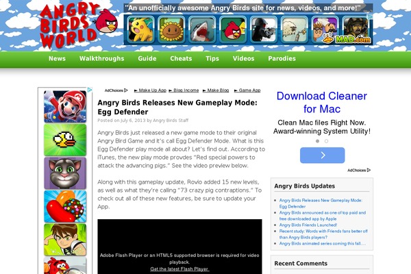 angrybirdsworld.com site used Angry Birds