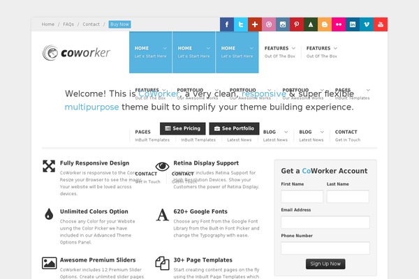 CoWorker theme site design template sample