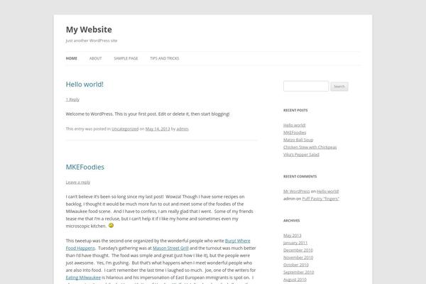 Twenty Twelve theme site design template sample
