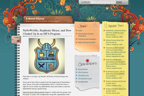 anoveldianne.com site used Wp-theme-notepad-chaos