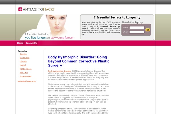 antiaginghacks.com site used Antiaging