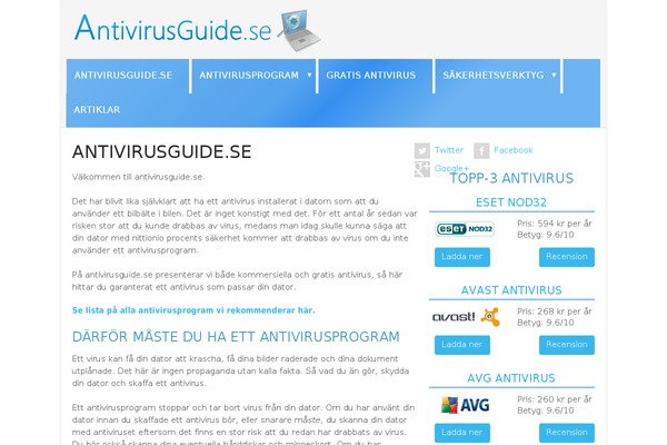 antivirusguide.se site used Showcase-wp