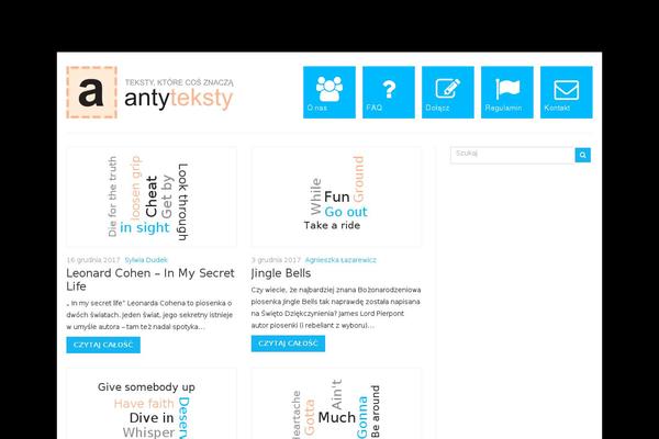 antyteksty.com site used Pandora – Responsive Magazine Theme