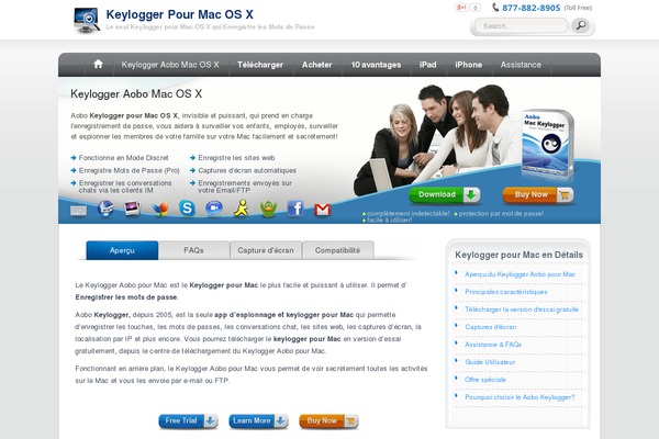aobokeylogger.fr site used Mac-keylogger-parental-control
