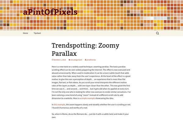 apintofpixels.com site used Twenty Thirteen