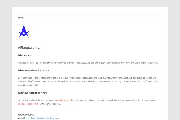 aplogica.com site used Twenty Twelve