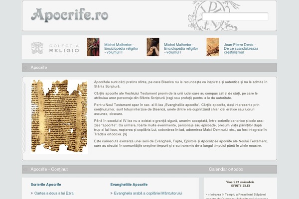 apocrife.ro site used Religio_theme