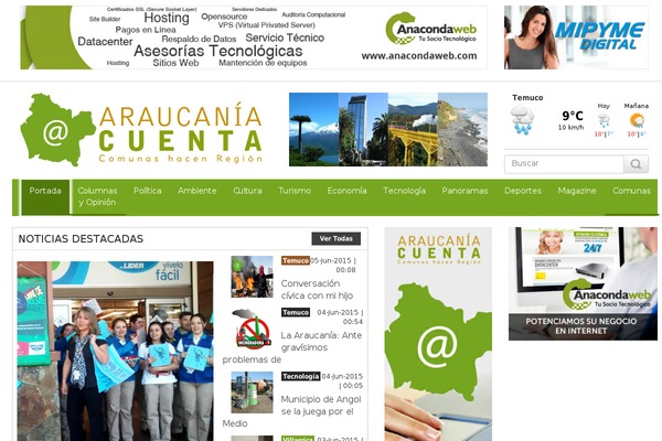 araucaniacuenta.cl site used Theme-master