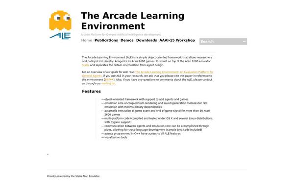 arcadelearningenvironment.org site used Blogumcustom
