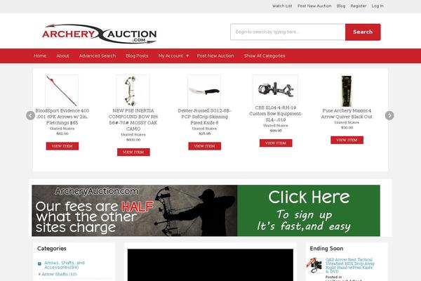 archeryauction.com site used Auctiontheme