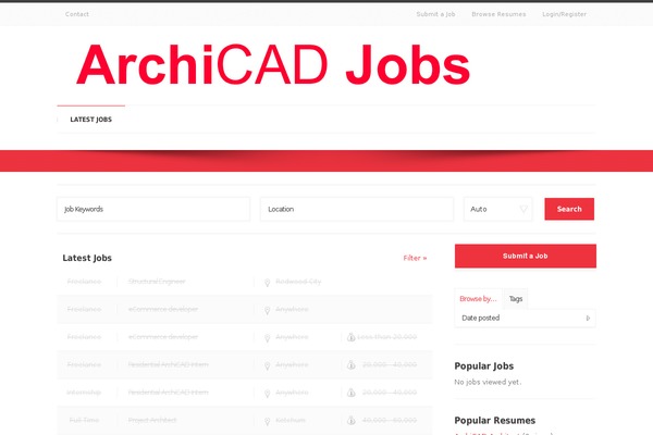 archicadjobs.com site used Jobroller-flux-red