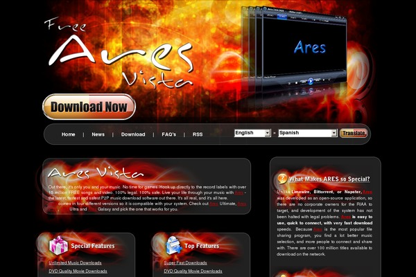 aresdestiny.com site used Ares-vista