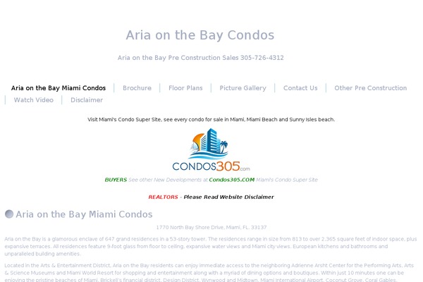 ariaonthebaycondos.com site used Ariaonthebaycondos