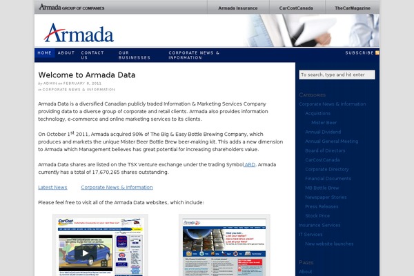 armadadata.com site used Thesis 1.7