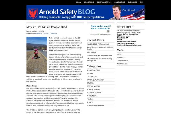 arnoldsafetyblog.com site used Vertigo-blue-3column