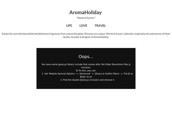 aromaholiday.com site used Aroma