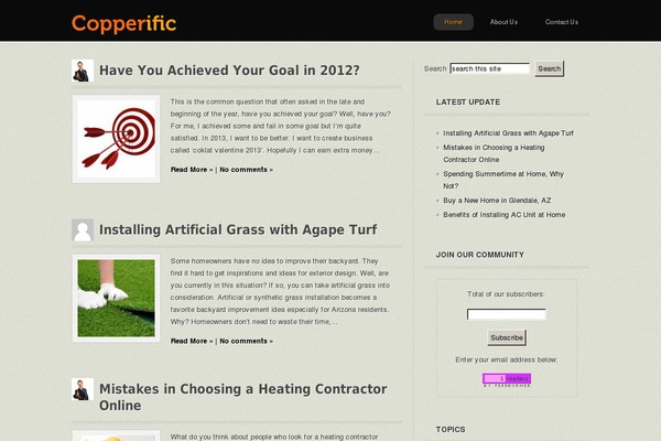 Copperific theme site design template sample