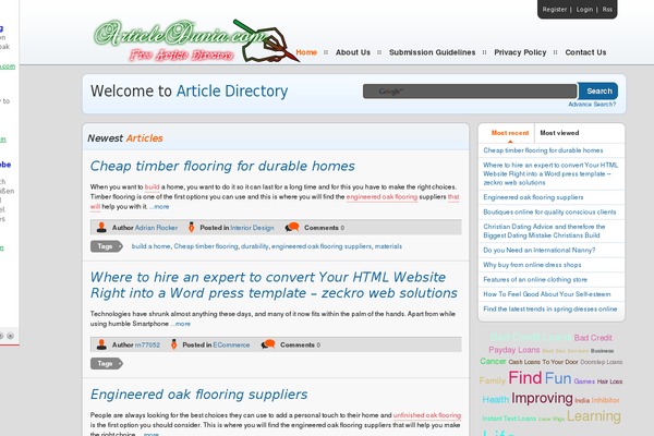 ArticleDirectory theme websites examples