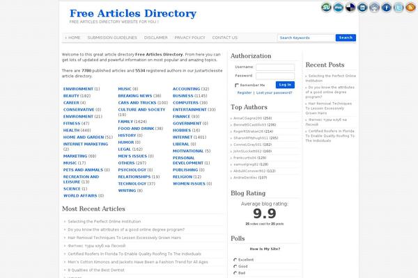 Article Directory theme site design template sample