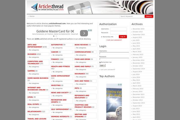 Article Directory theme site design template sample