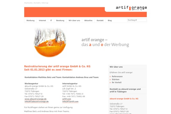 artif-orange.de site used Artif-orange-blog